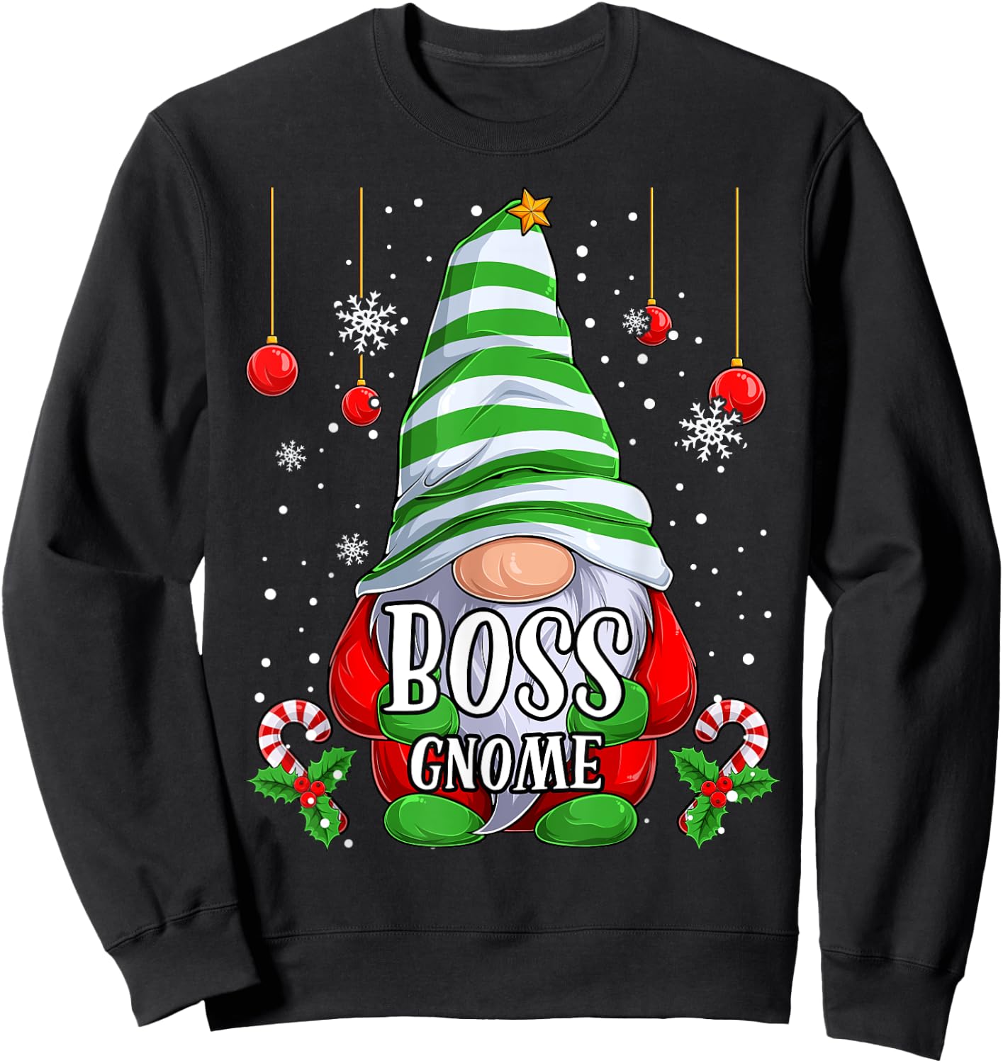 Boss Gnome christmas pajamas matching family group Sweatshirt - Sweatshirt | Black