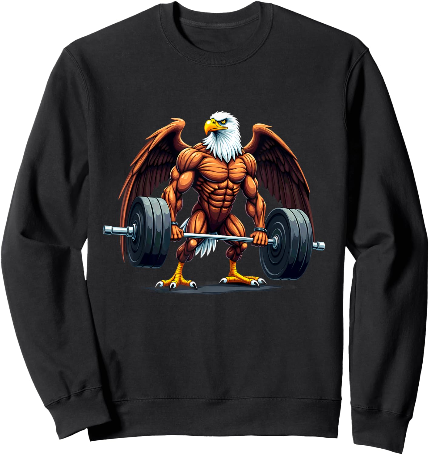 Workout Gym Eagle Deadlift Weightlifting Sweatshirt - Sweatshirt | Black