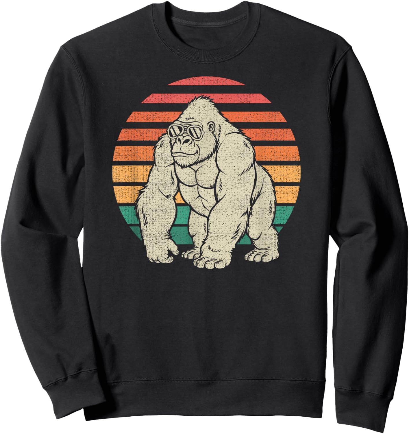 Funny Gorilla Silverback Lover Animal Retro 70s Sweatshirt - Sweatshirt | Black