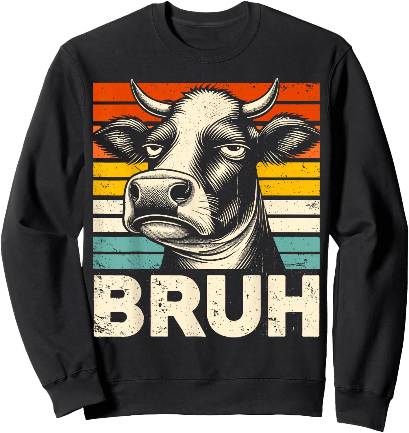Funny Graphic Meme Cow Bruh For Boys Girls Kids Men Women Sweatshirt - Sweatshirt | Black