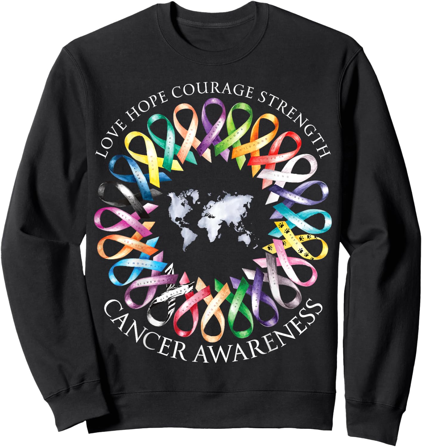 All Cancer Matters Survivors Awareness Fight Ribbon Support Sweatshirt - Sweatshirt | Black