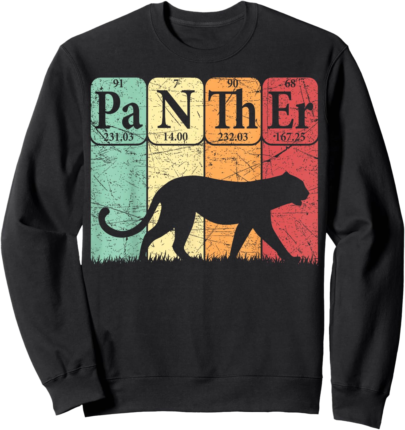 Panther Periodic Table Elements Retro Panther Nerdy Sweatshirt - Sweatshirt | Black