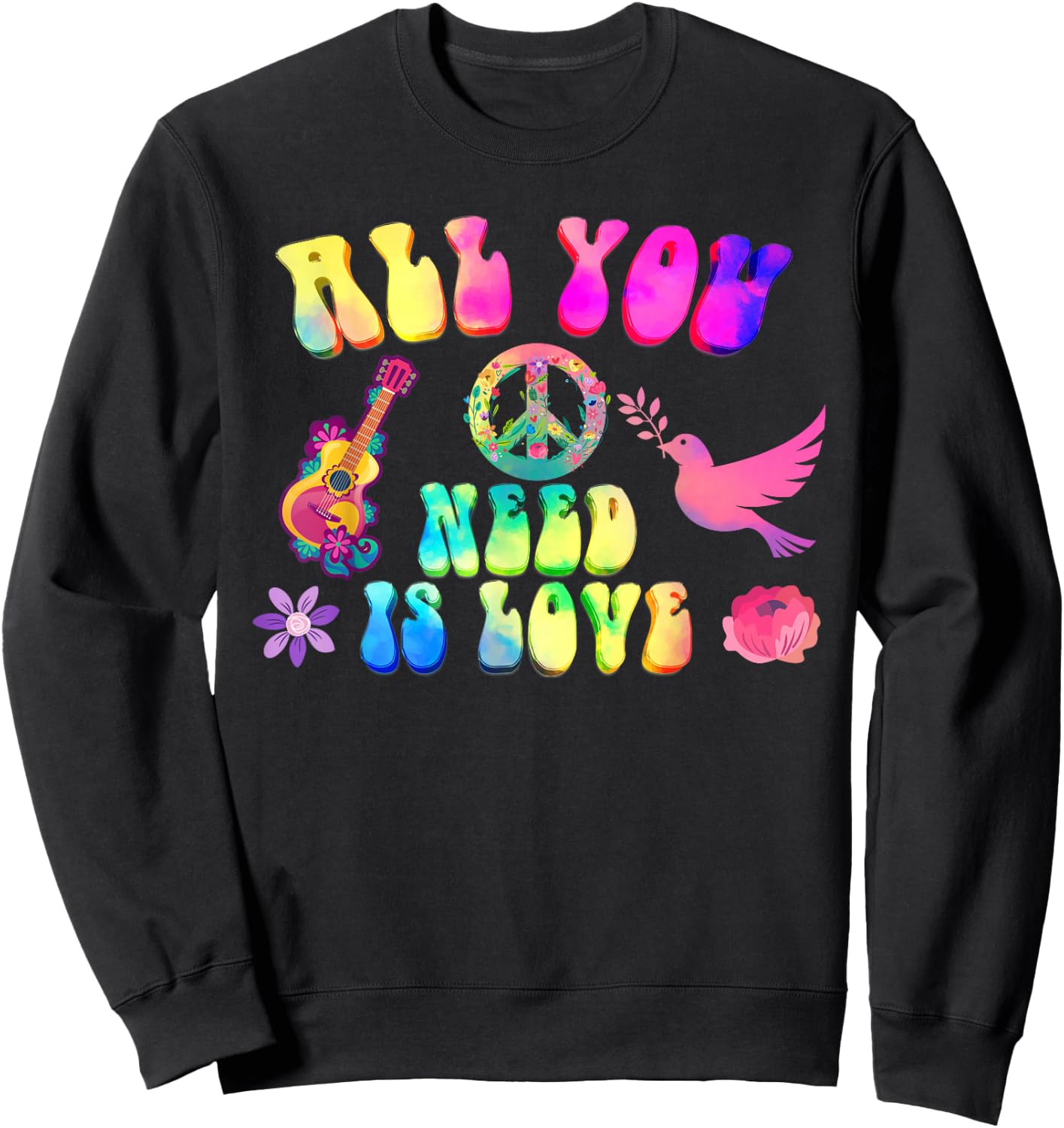 Funny Hippie Costume 60s 70s Costume Women's Men's , black, s Sweatshirt - Sweatshirt | Black