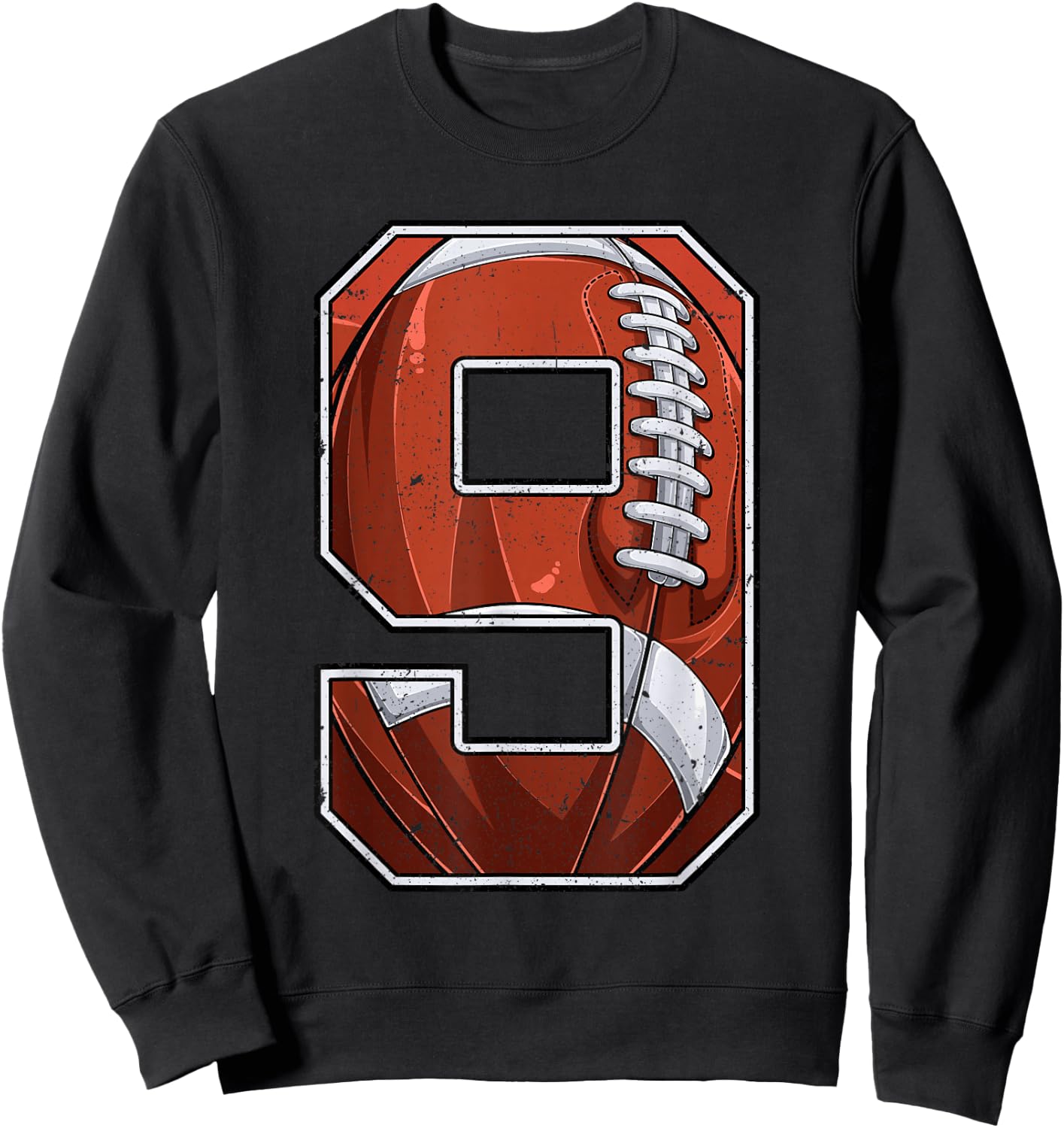 Football Ninth 9th Birthday Boy Nine 9 Years Old Bday Kids Sweatshirt - Sweatshirt | Black