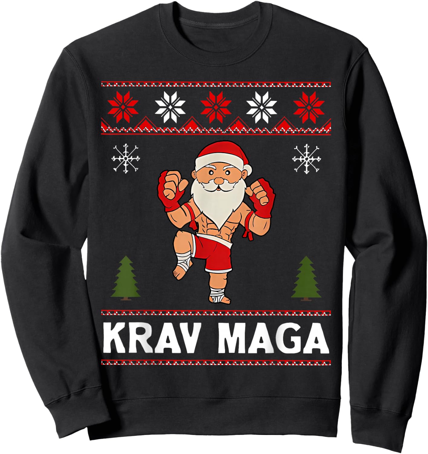 Krav Maga Santa Claus Ugly Christmas Martial Arts Women Men Sweatshirt - Sweatshirt | Black