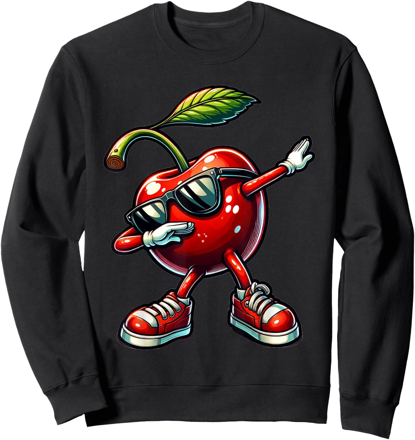 Dabbing Red Cherry Funny Cherry Fruit with Cherries , black Sweatshirt - Sweatshirt | Black