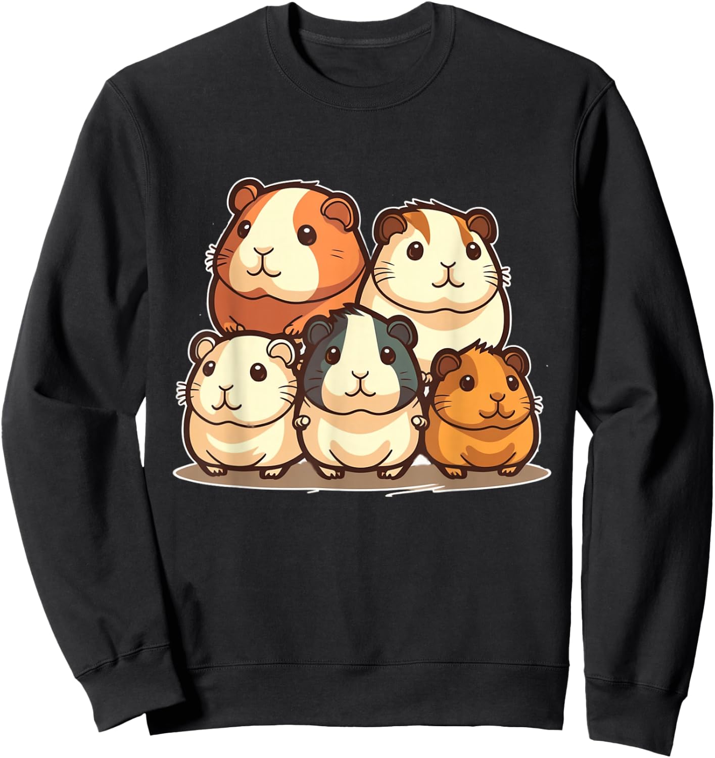 Cute, Kawaii Guinea Pig Family Sweatshirt - Sweatshirt | Black