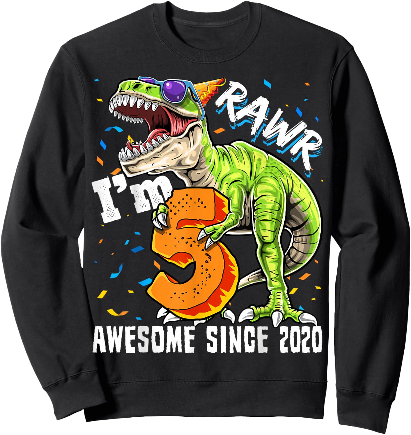 5th Birthday T Rex Dinosaur Party Boys Rawr I'm 5 Sweatshirt - Sweatshirt | Black