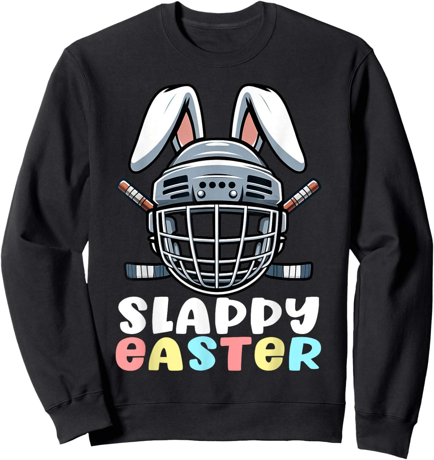 Easter Hockey Bunny Goalie Mask Easter Day Men Women Kids Sweatshirt - Sweatshirt | Black