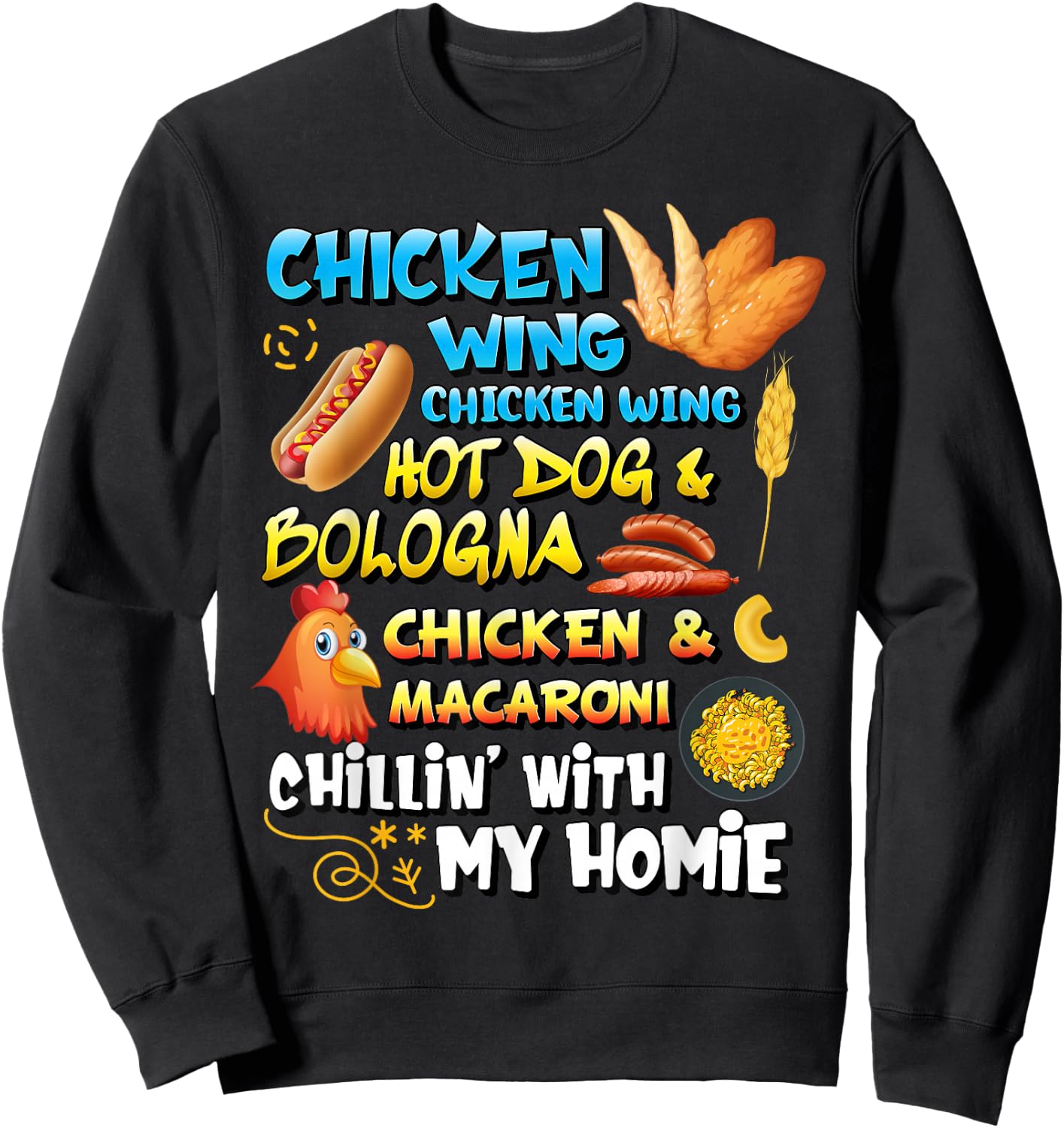 Chicken Wing Chicken Wing Hot Dog and Bologna Shirt Toddlers Sweatshirt - Sweatshirt | Black