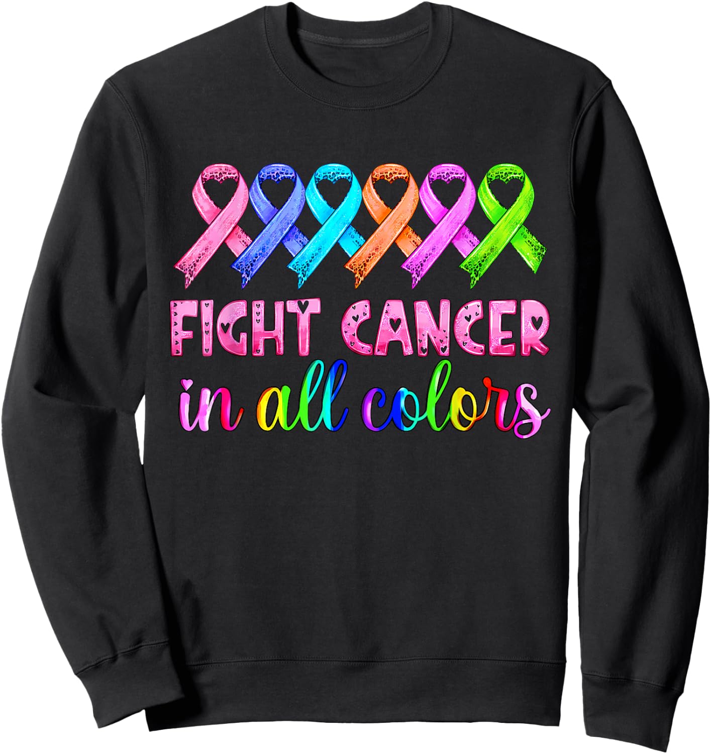 Lutte contre le cancer dans toutes les couleurs de la sensibilisation au cancer du sein Sweatshirt - Sweatshirt | Black