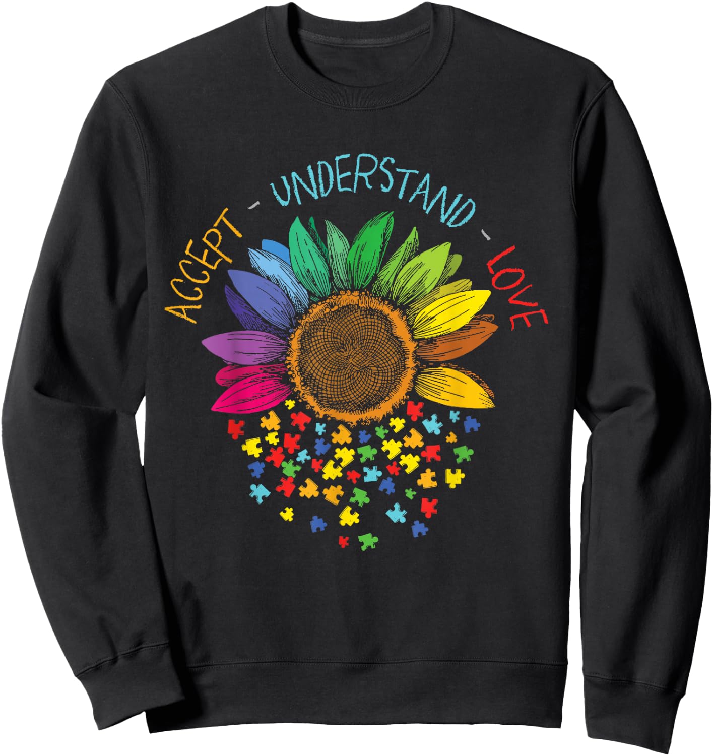 Autism Awareness Accept Understanding Love ASD Sweatshirt - Sweatshirt | Black