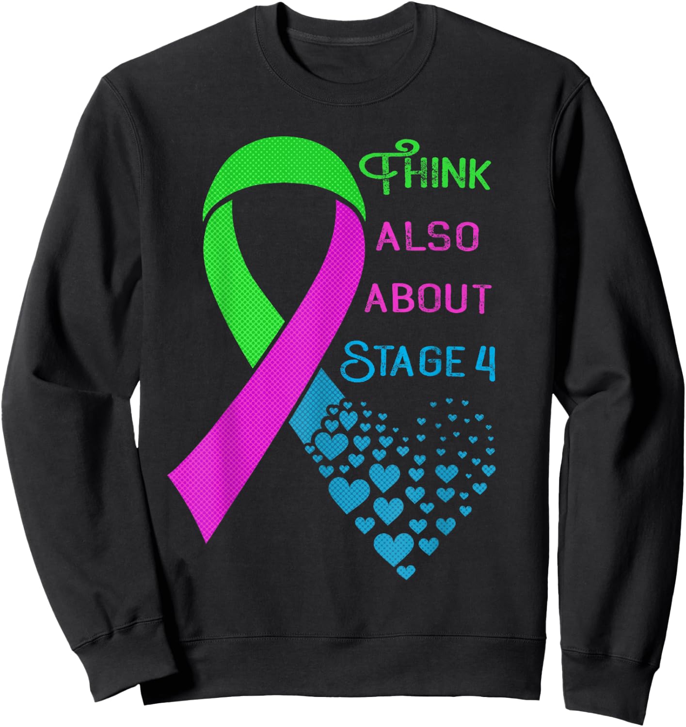 Metastatic Breast Cancer Awareness Heart Ribbon Graphic Sweatshirt - Sweatshirt | Black
