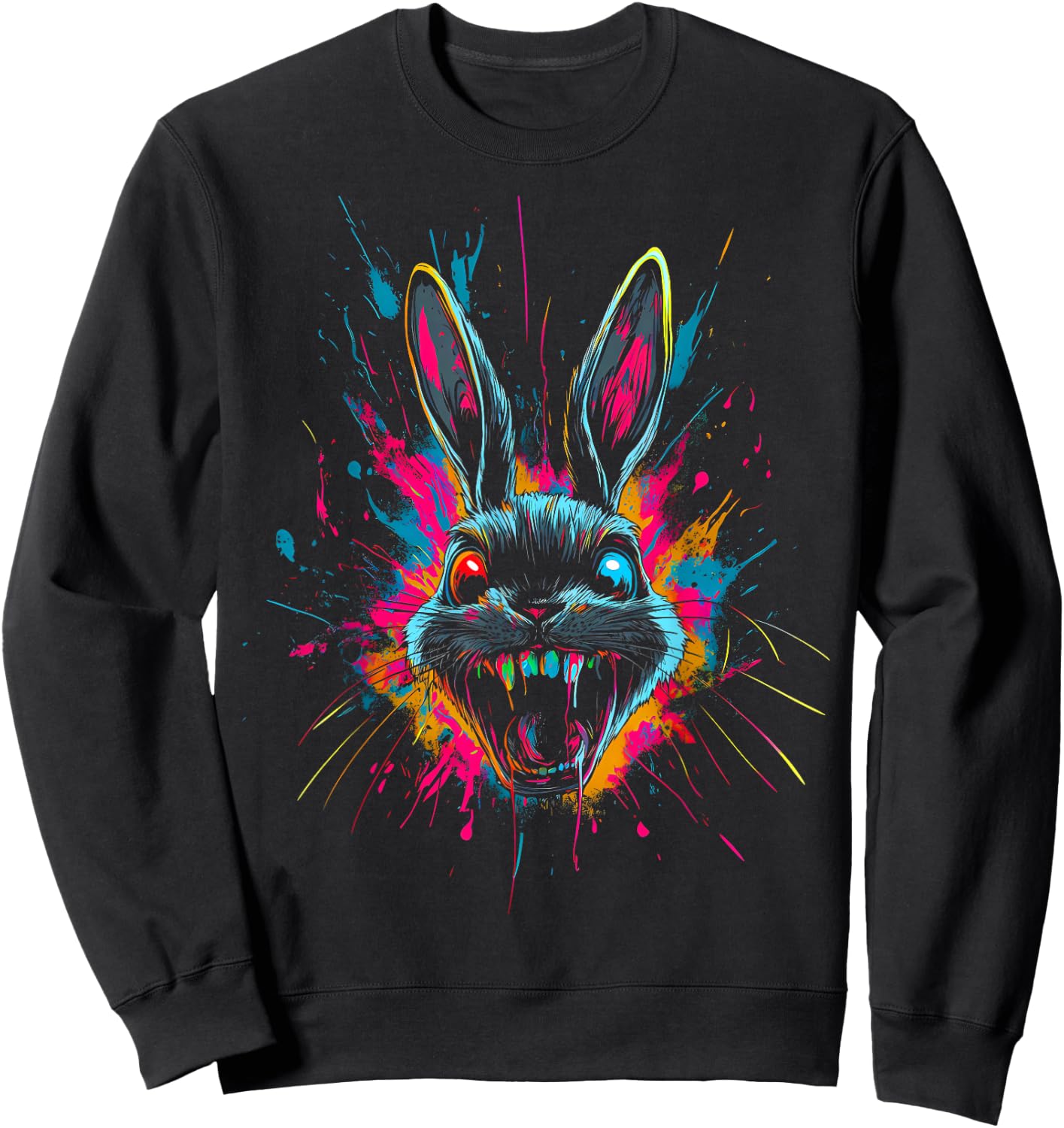 Scary Rabbit Halloween Horror Easter Day Bunny Face Tie Dye Sweatshirt - Sweatshirt | Black