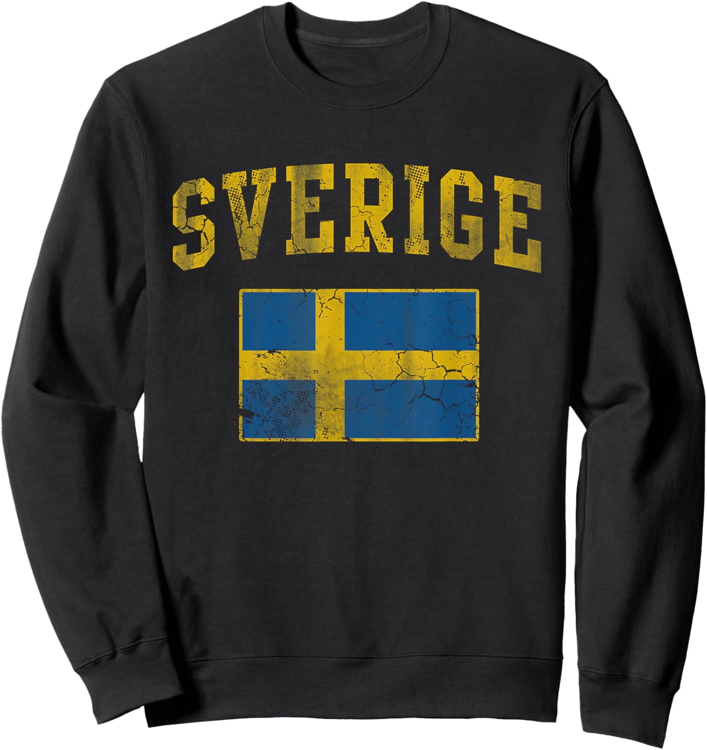 Vintage Sverige Sweden Flag Vintage Fade Men Women Kids Sweatshirt - Sweatshirt | Black