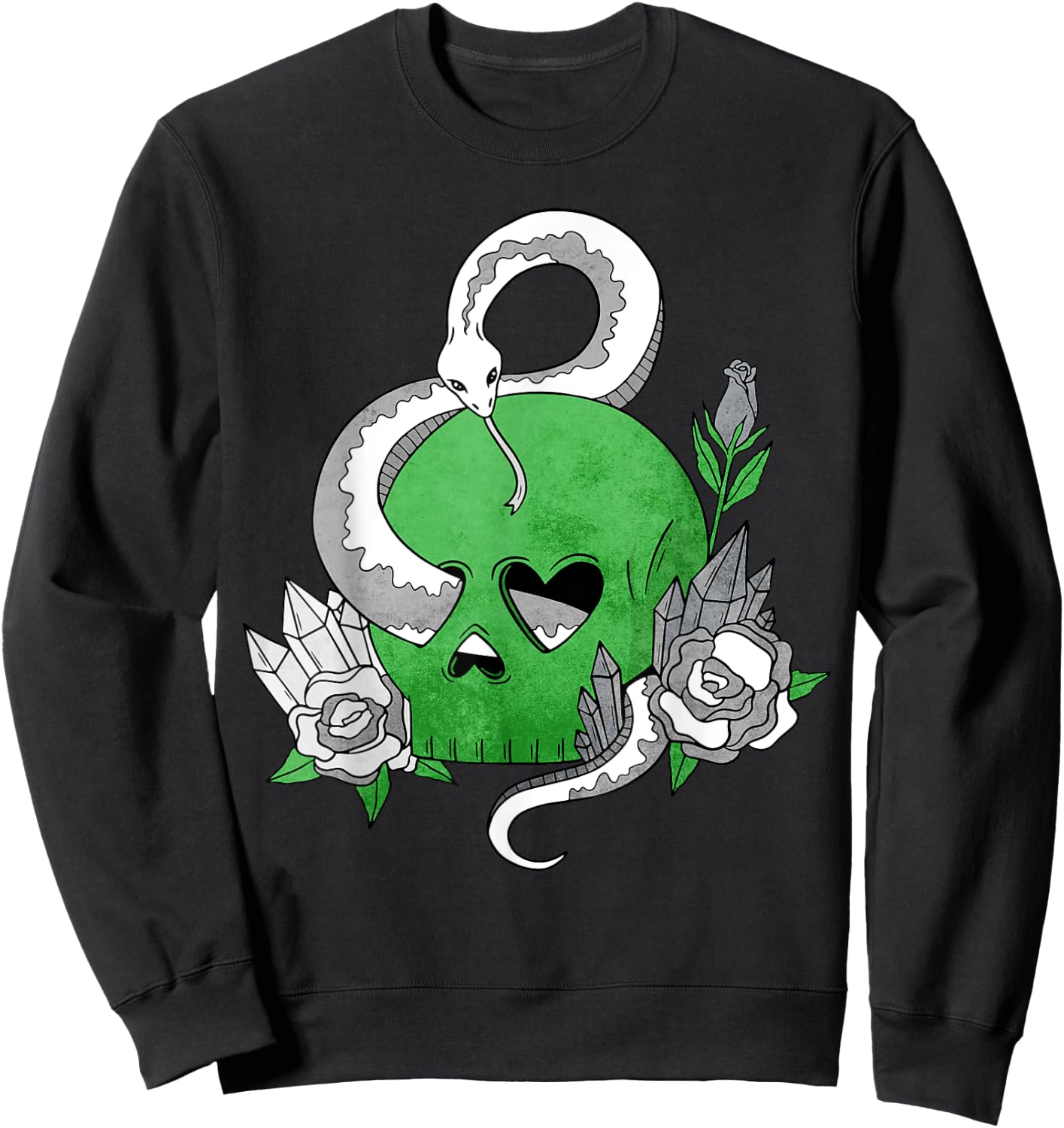 Demiromantic Pride Flag Skull Snakes Roses Sublte LGBTQ Sweatshirt - Sweatshirt | Black