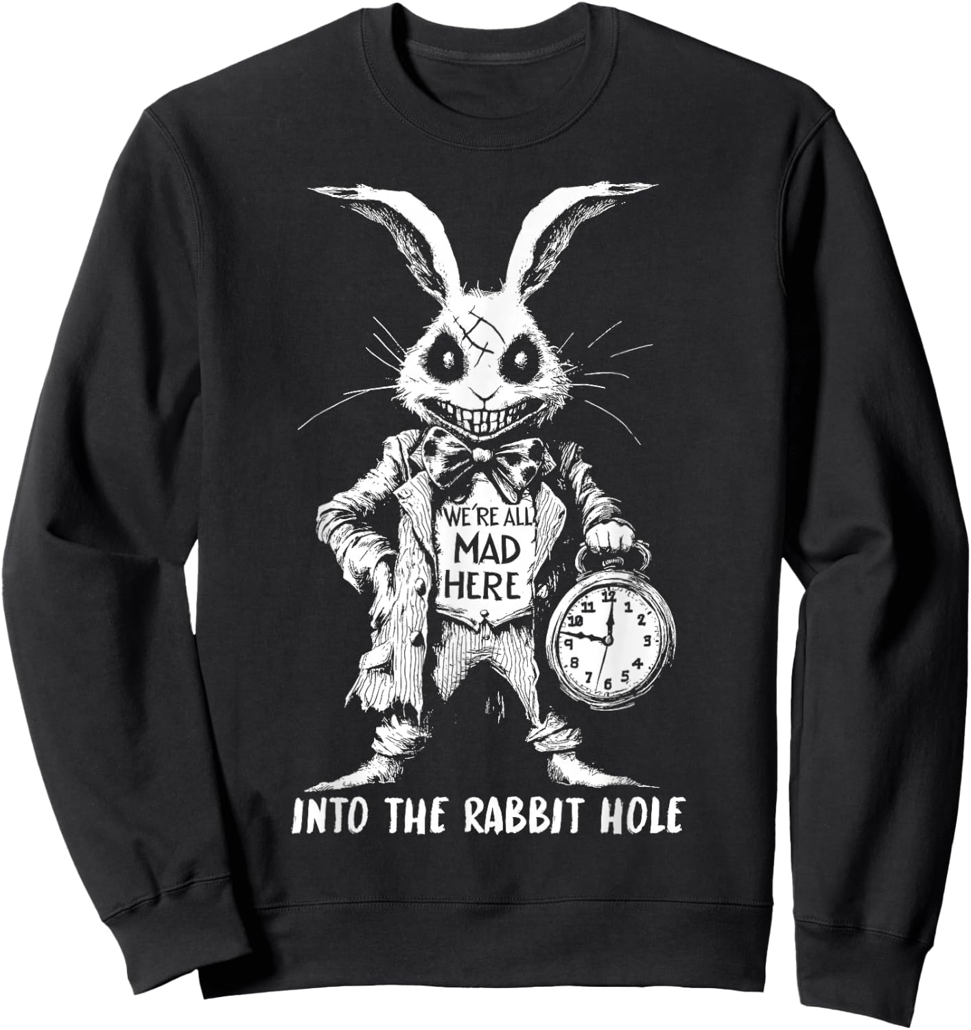 L'effrayant Lapin Blanc au Pays des Merveilles Horreur Sweatshirt - Sweatshirt | Black