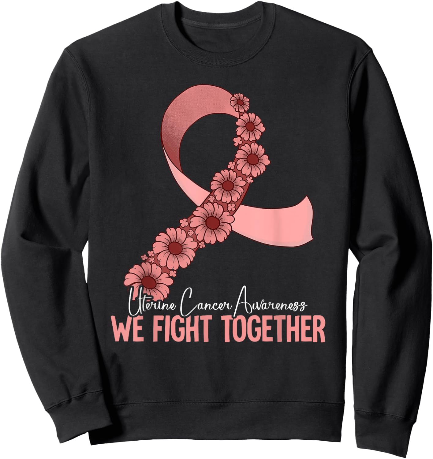 Uterine Cancer Awareness by Uterine Cancer Awareness for -Adults, -Kids, Black, Small, Short Sleeve Sweatshirt - Sweatshirt | Black