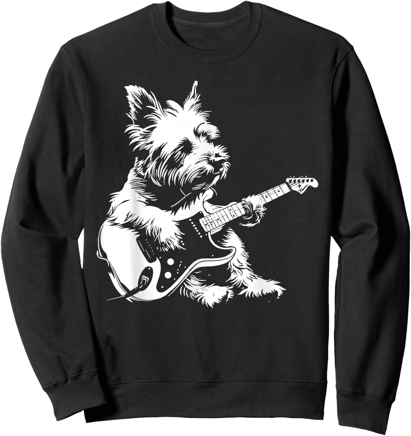 Dog Guitarist Guitar - Westie Dad Mom Sweatshirt - Sweatshirt | Black