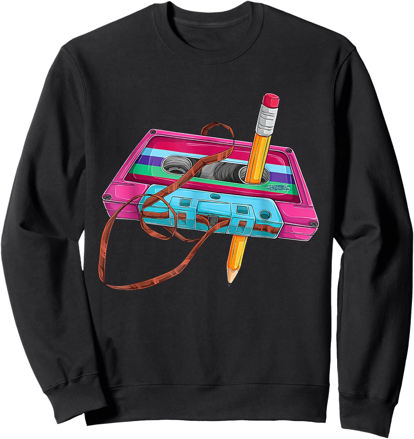 80 90s Outfit Women's Men's Party Fancy Dress Cassette , black Sweatshirt - Sweatshirt | Black