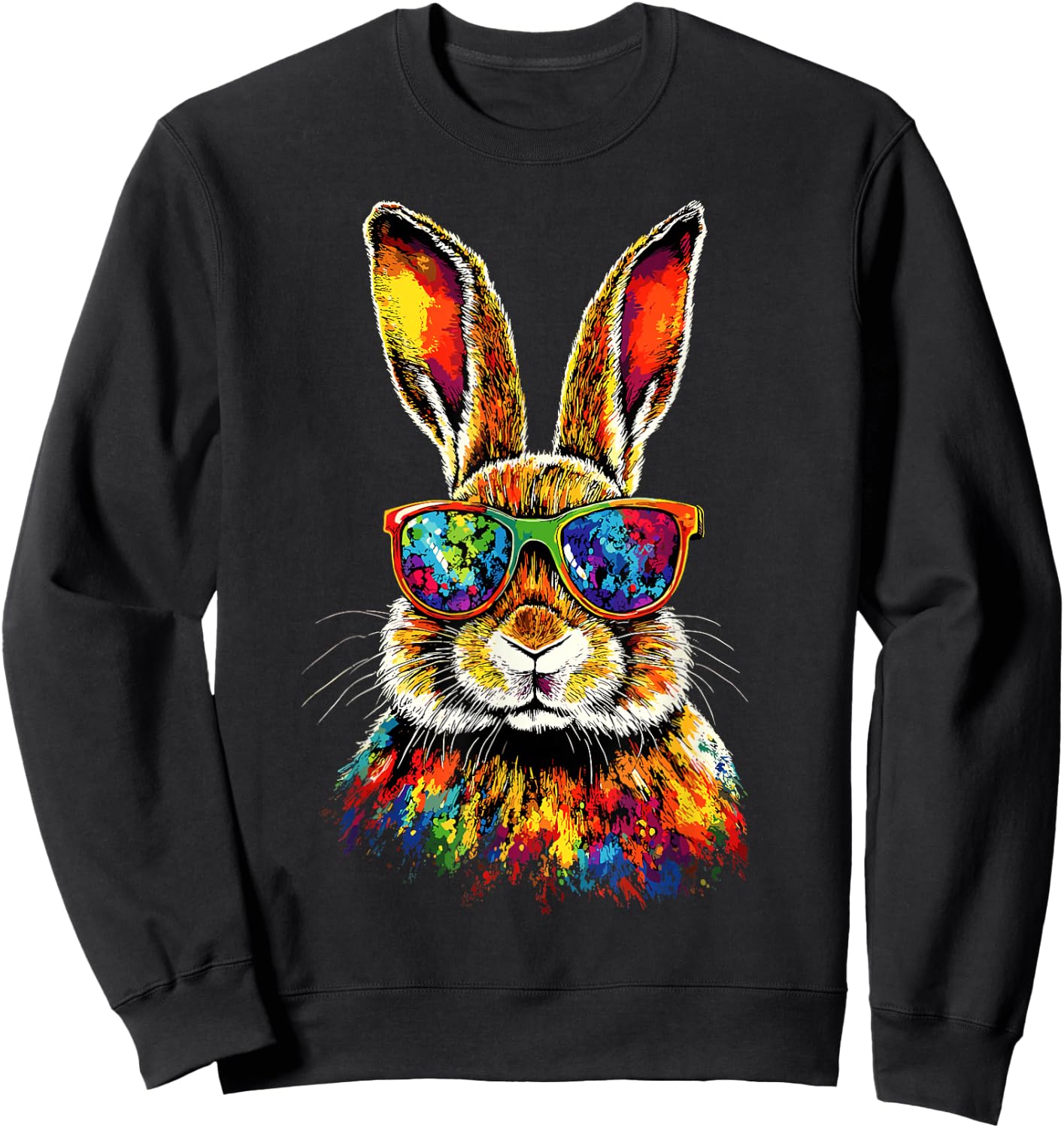 Bunny with Sunglasses Rabbit Brown Hare Cute Bunnies Sweatshirt - Sweatshirt | Black
