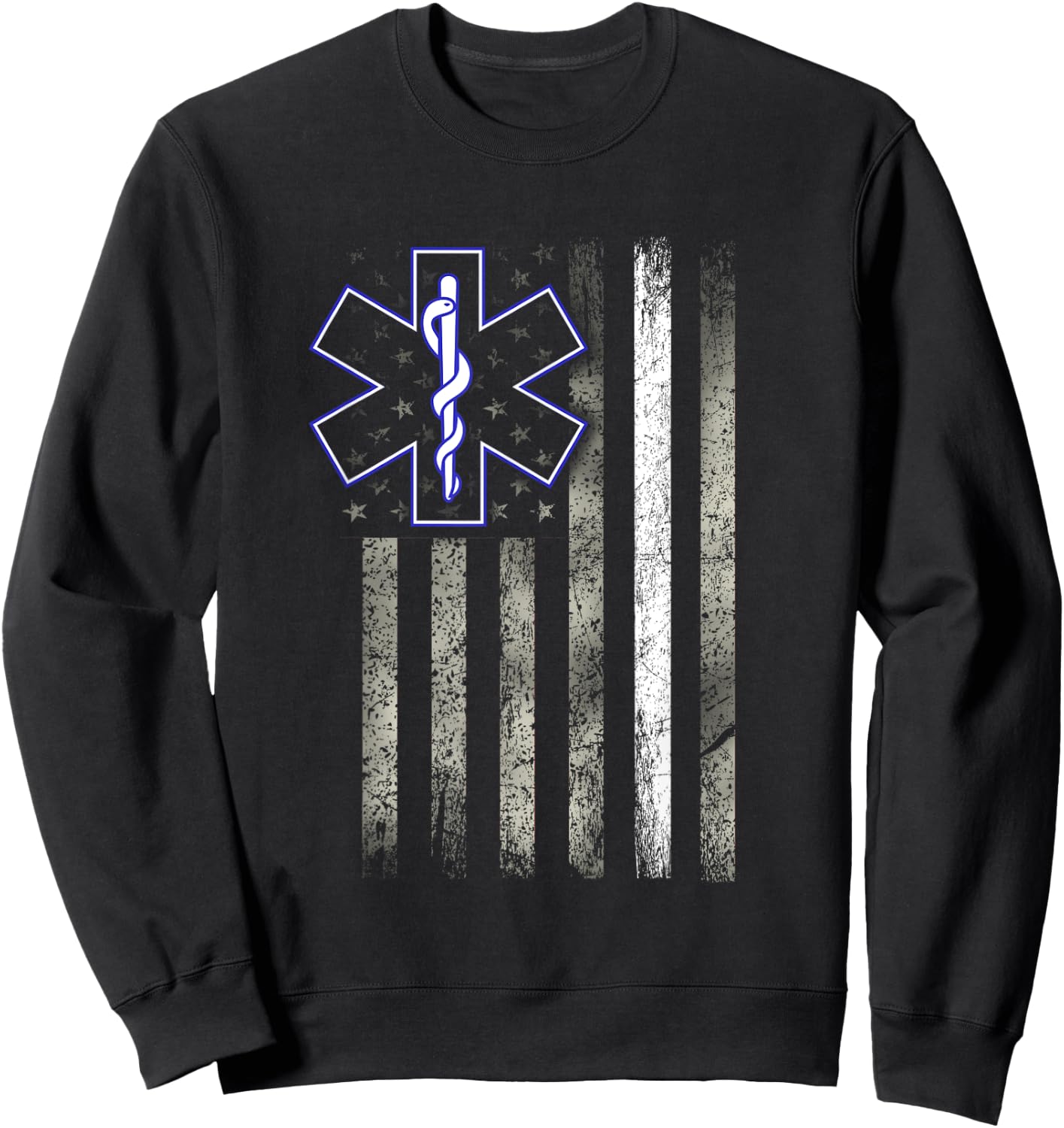 EMS EMT Paramedic - US Flag Thin White Line - Patriotic Men Sweatshirt - Sweatshirt | Black