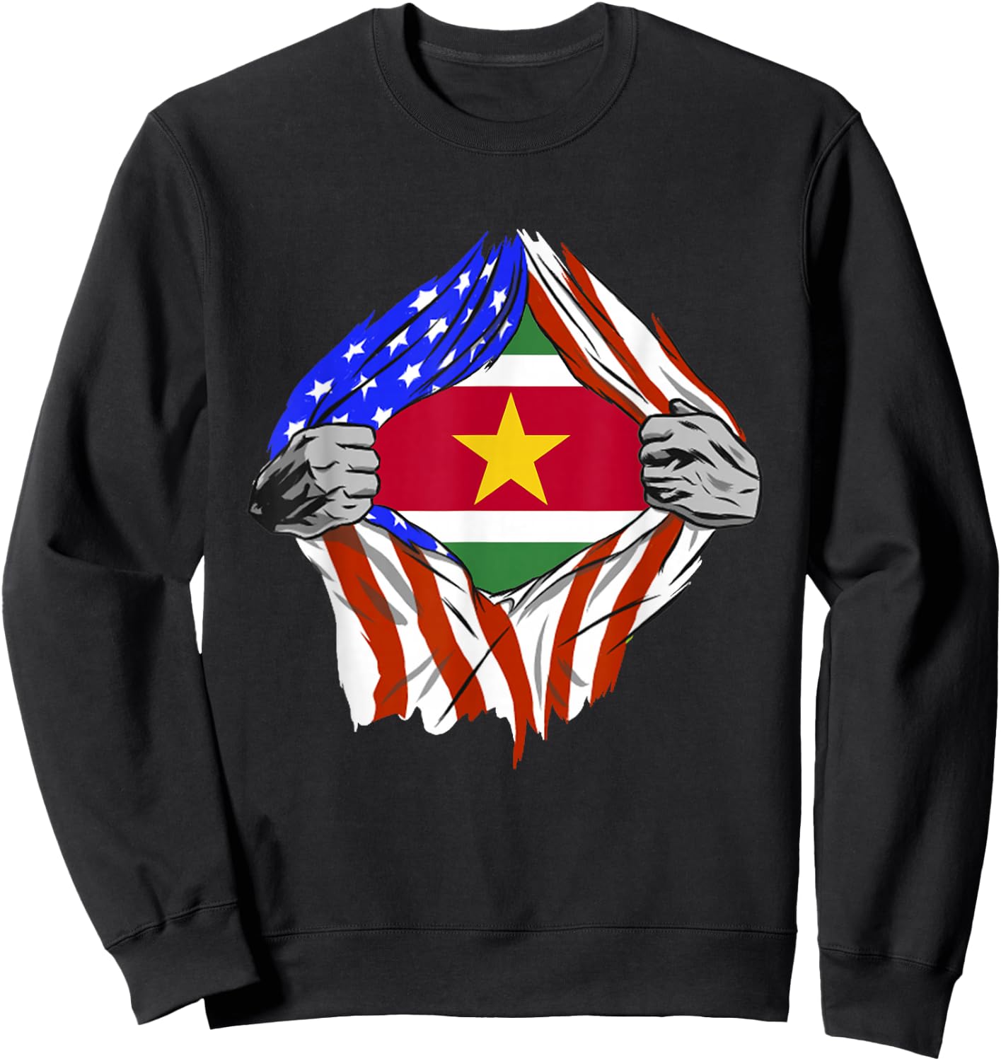 Suriname Flag USA Chest Surinamese Roots Surinamese Pride Sweatshirt - Sweatshirt | Black
