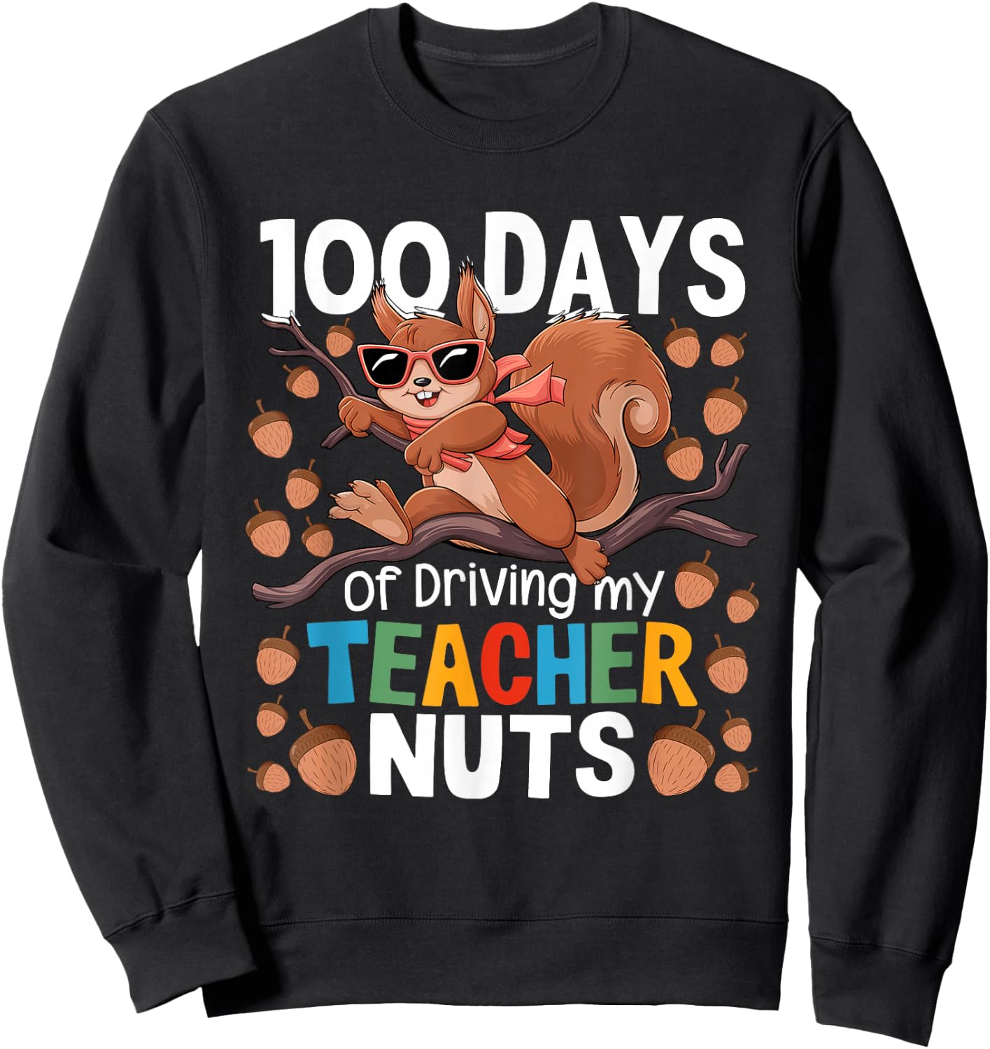 100 Days of Driving My Teacher Nuts Squirrel School Funny Sweatshirt - Sweatshirt | Black