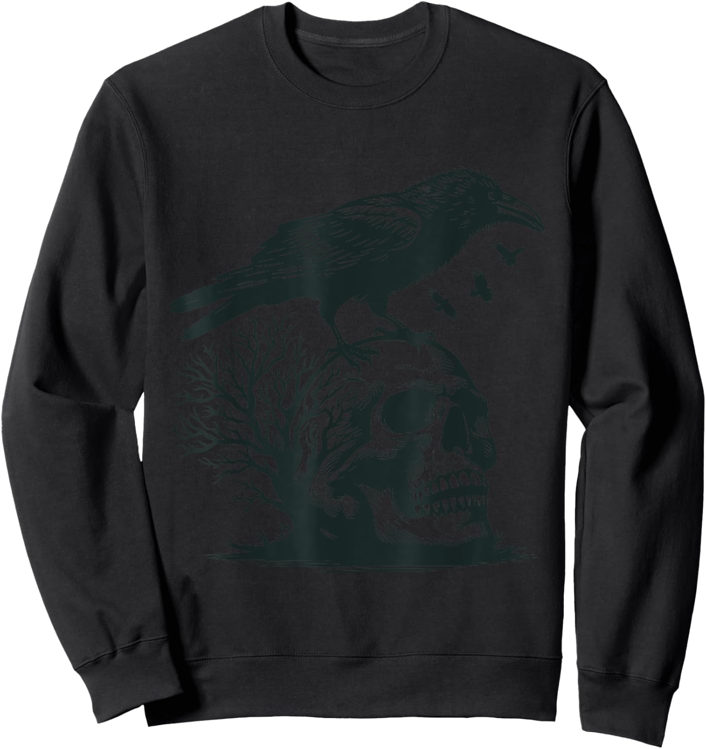 Krähe Totenkopf Vogel Schädel Rabe Düster Gothik Sweatshirt - Sweatshirt | Black