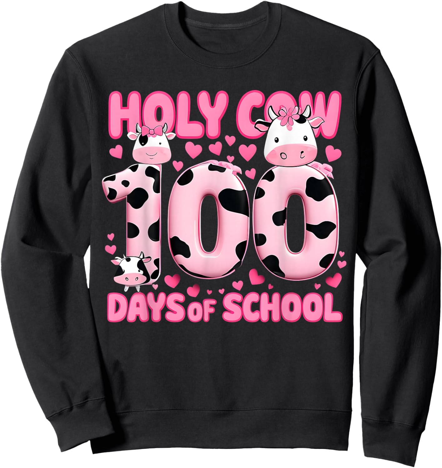 Holy Cow 100 Days Of School Funny 100 Day of School Groovy Sweatshirt - Sweatshirt | Black