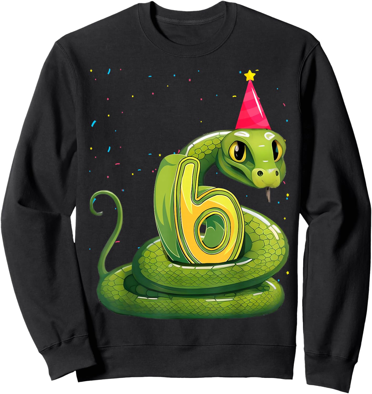 Snake lover 6th Birthday Party Snake B-day 6 Year Old Boys Sweatshirt - Sweatshirt | Black