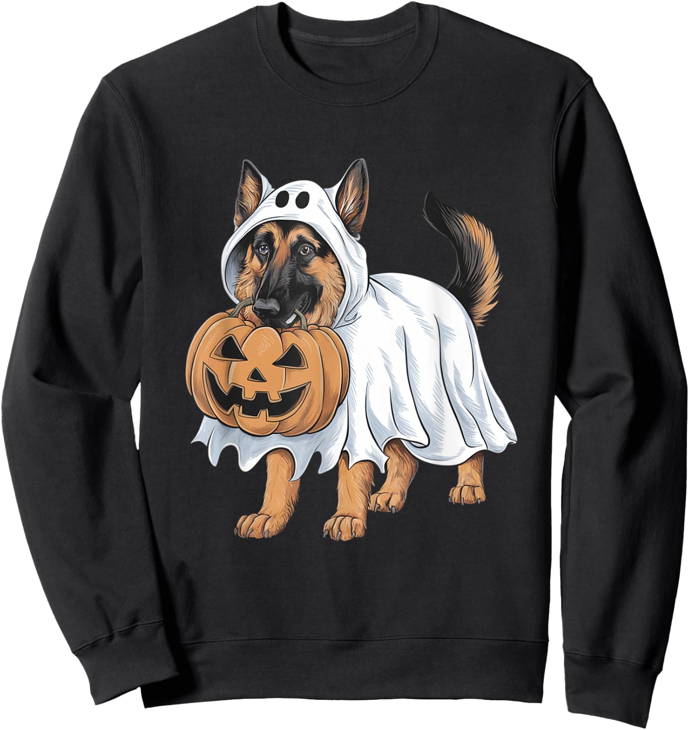 German Shepherd Ghost Dog Halloween Sweatshirt - Sweatshirt | Black