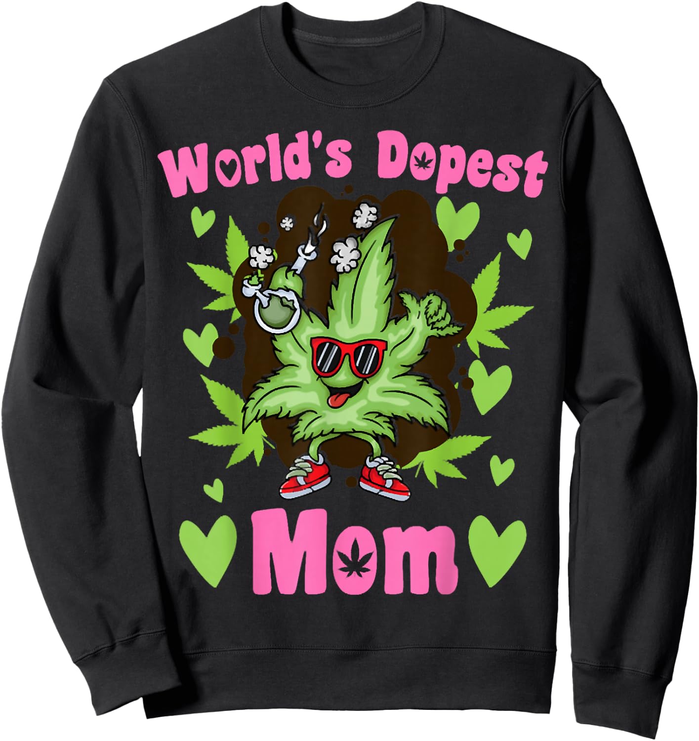Worlds Dopest Mom Vintage Sunset 420 Family Matching Outfits Sweatshirt - Sweatshirt | Black