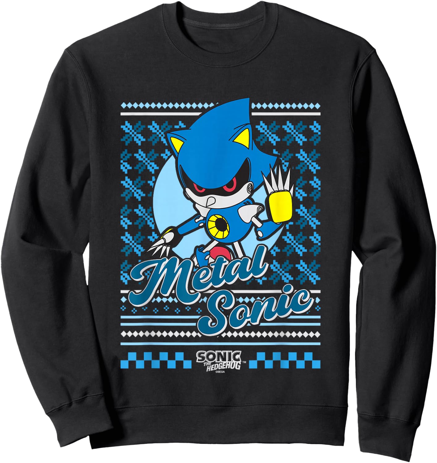 Sonic The Hedgehog Christmas Metal Sonic Ugly Sweater Sweatshirt - Sweatshirt | Black