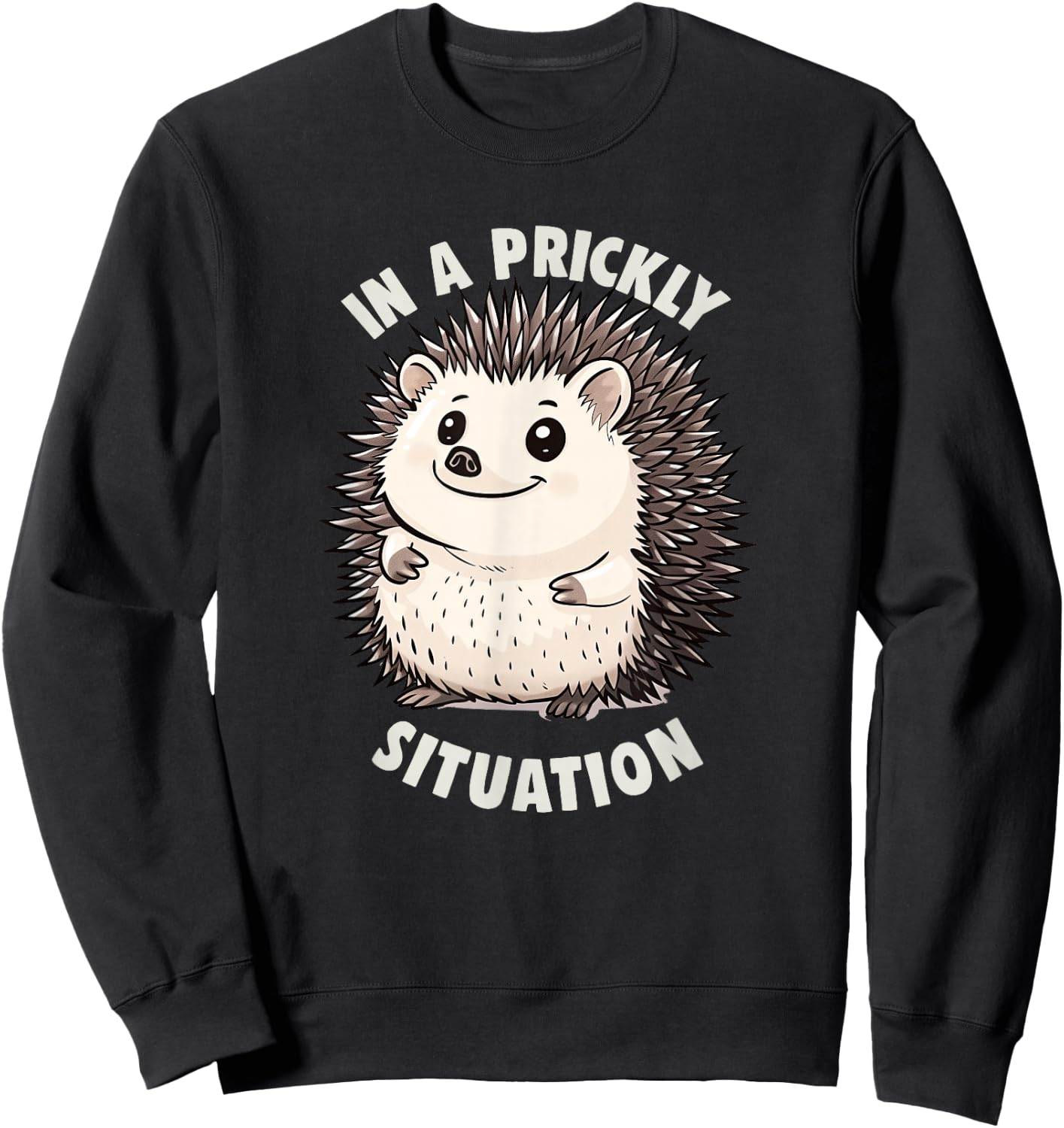 Cute Hedgehogs In A Prickly Situation Hedgehog Sweatshirt - Sweatshirt | Black