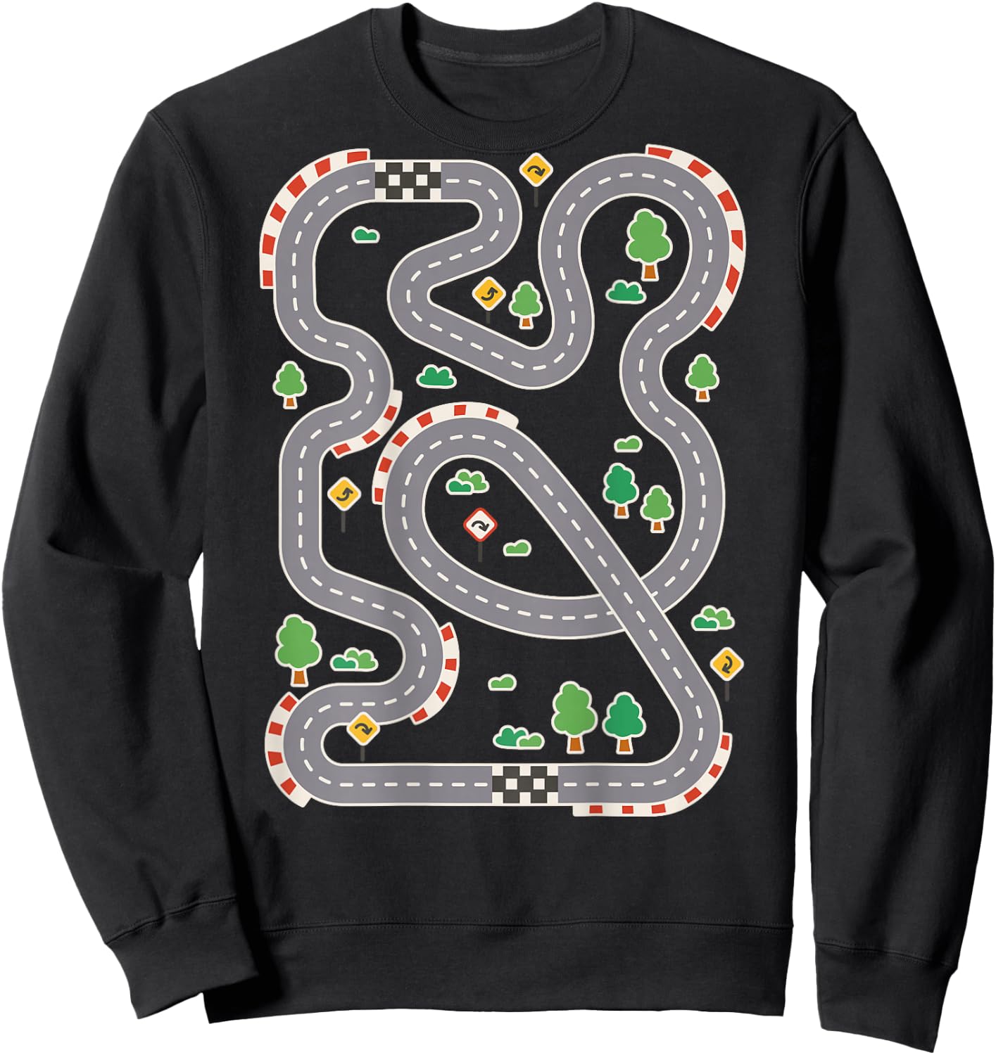 Cool Play Mat Car Racing Track Back Cute Father's Day Sweatshirt - Sweatshirt | Black