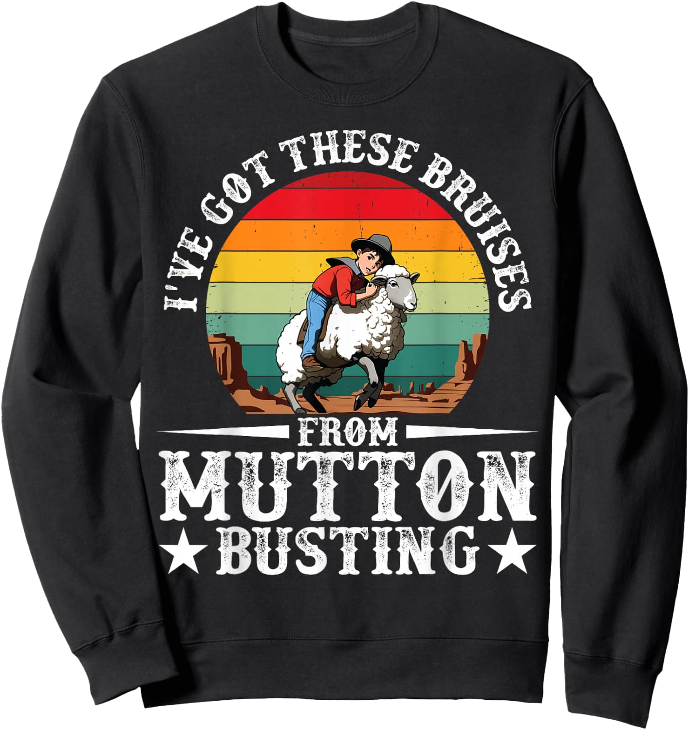 Mutton Buster Vest Rodeo Sheep Rider Mutton Busting Sweatshirt - Sweatshirt | Black