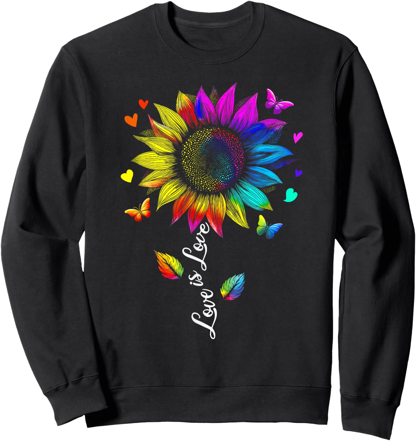 Love is Love Rainbow Sunflower LGBT Gay Lesbian Pride Sweatshirt - Sweatshirt | Black
