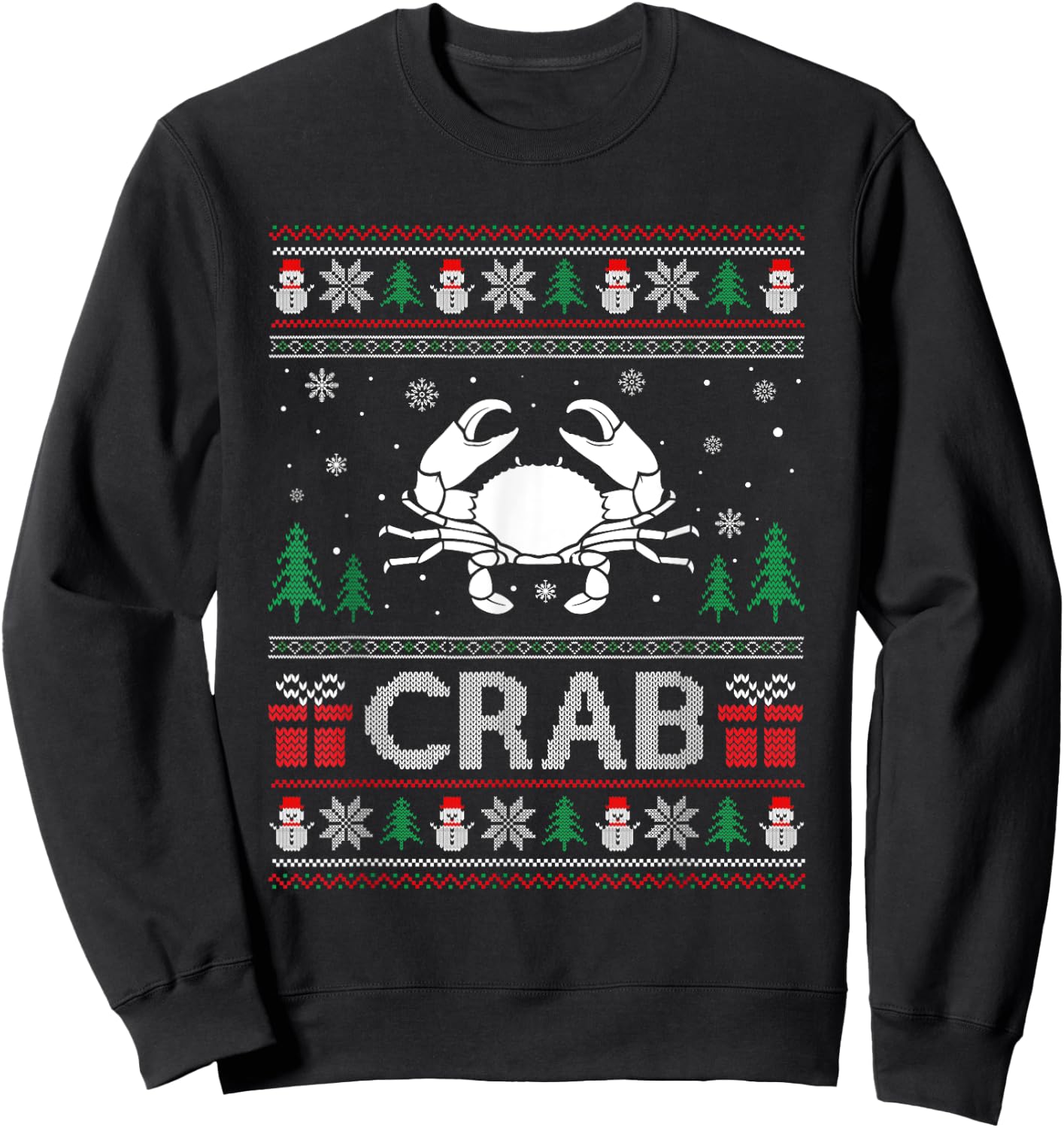 Ugly Christmas Sweater Design Funny Crab Ugly Xmas Sweatshirt - Sweatshirt | Black