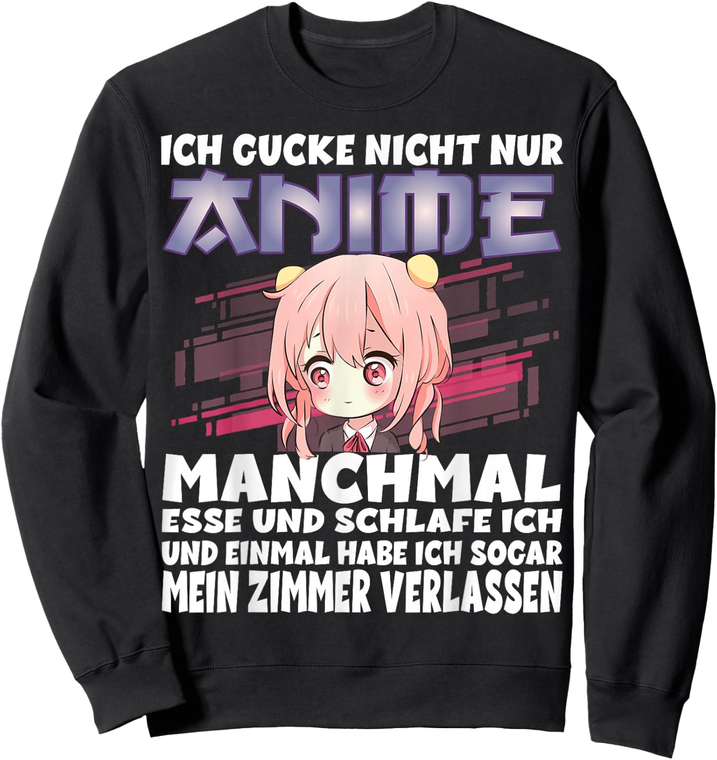with German Text "Ich gucke Nicht nur Anime Sweatshirt - Sweatshirt | Black