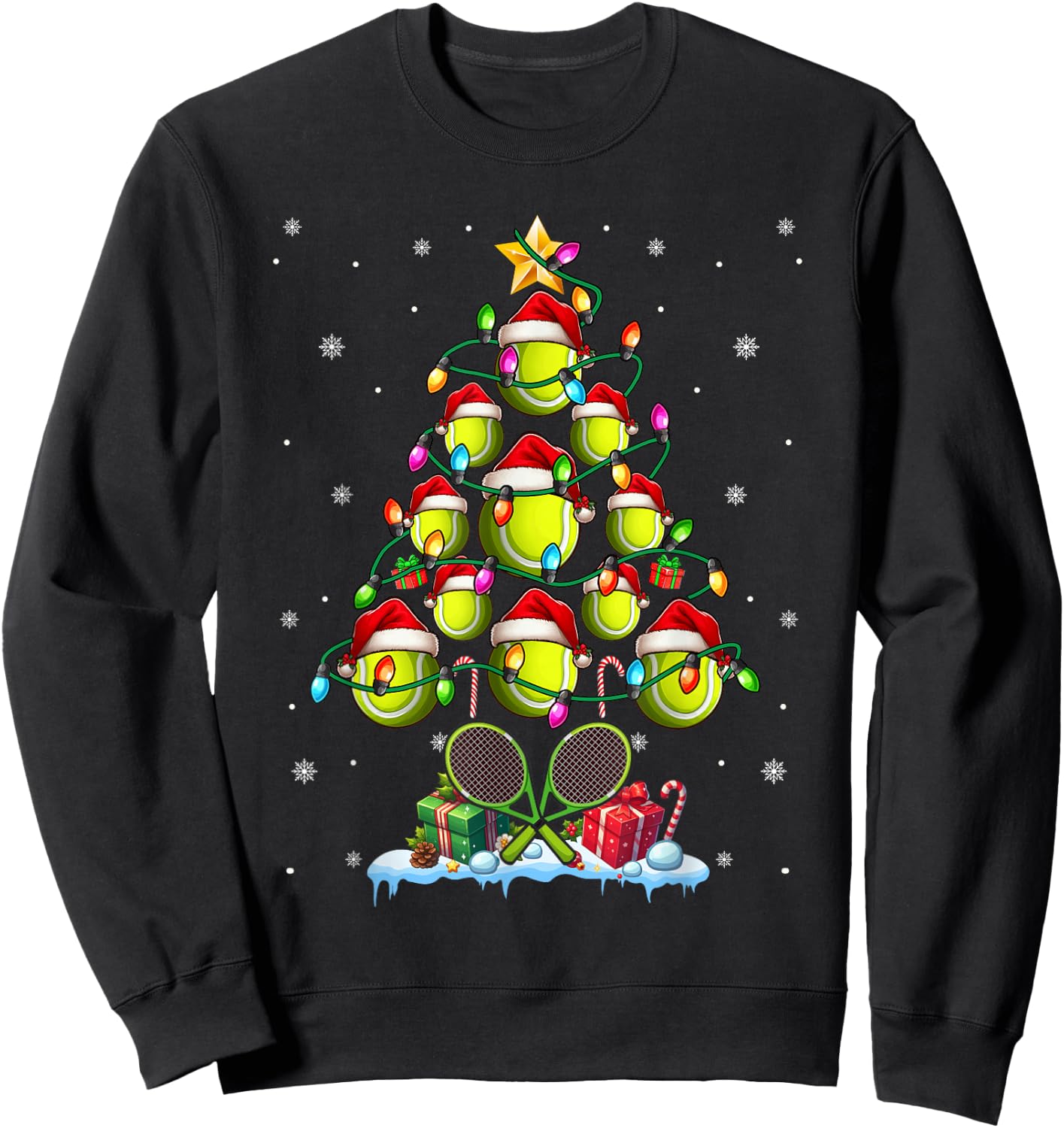 Tennis Balls As Christmas Tree Matching Player Trainer Sweatshirt - Sweatshirt | Black