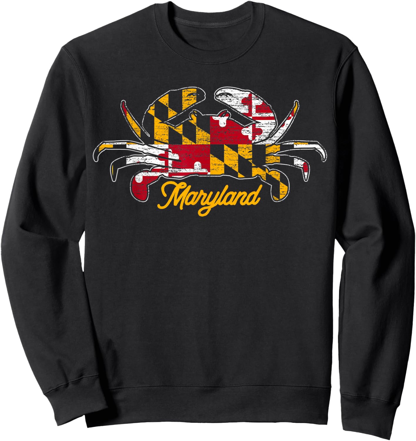 Maryland Crab Cute State Pride Flag Sweatshirt - Sweatshirt | Black