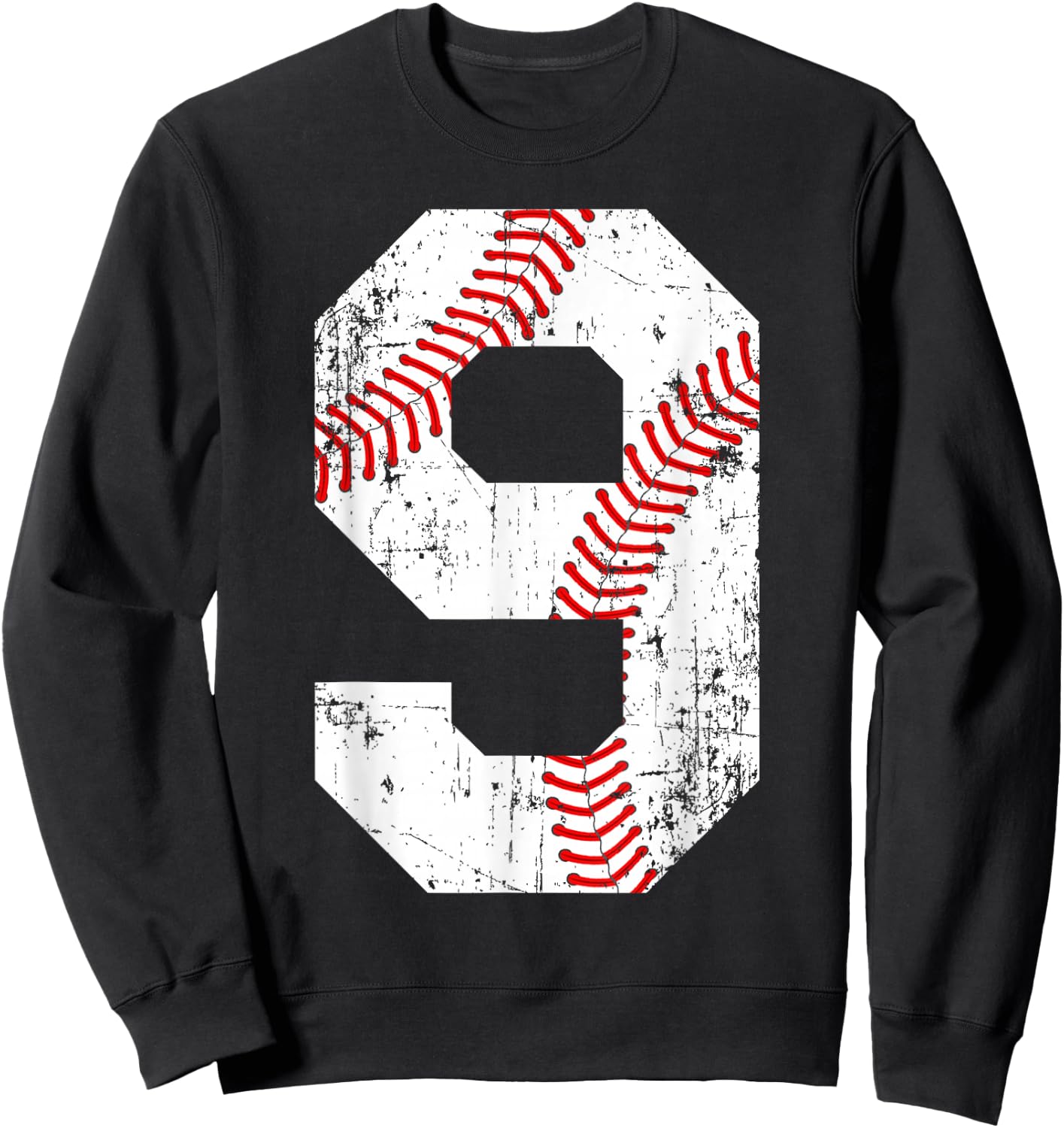 Vintage Baseball 9 Jersey Number Sweatshirt - Sweatshirt | Black