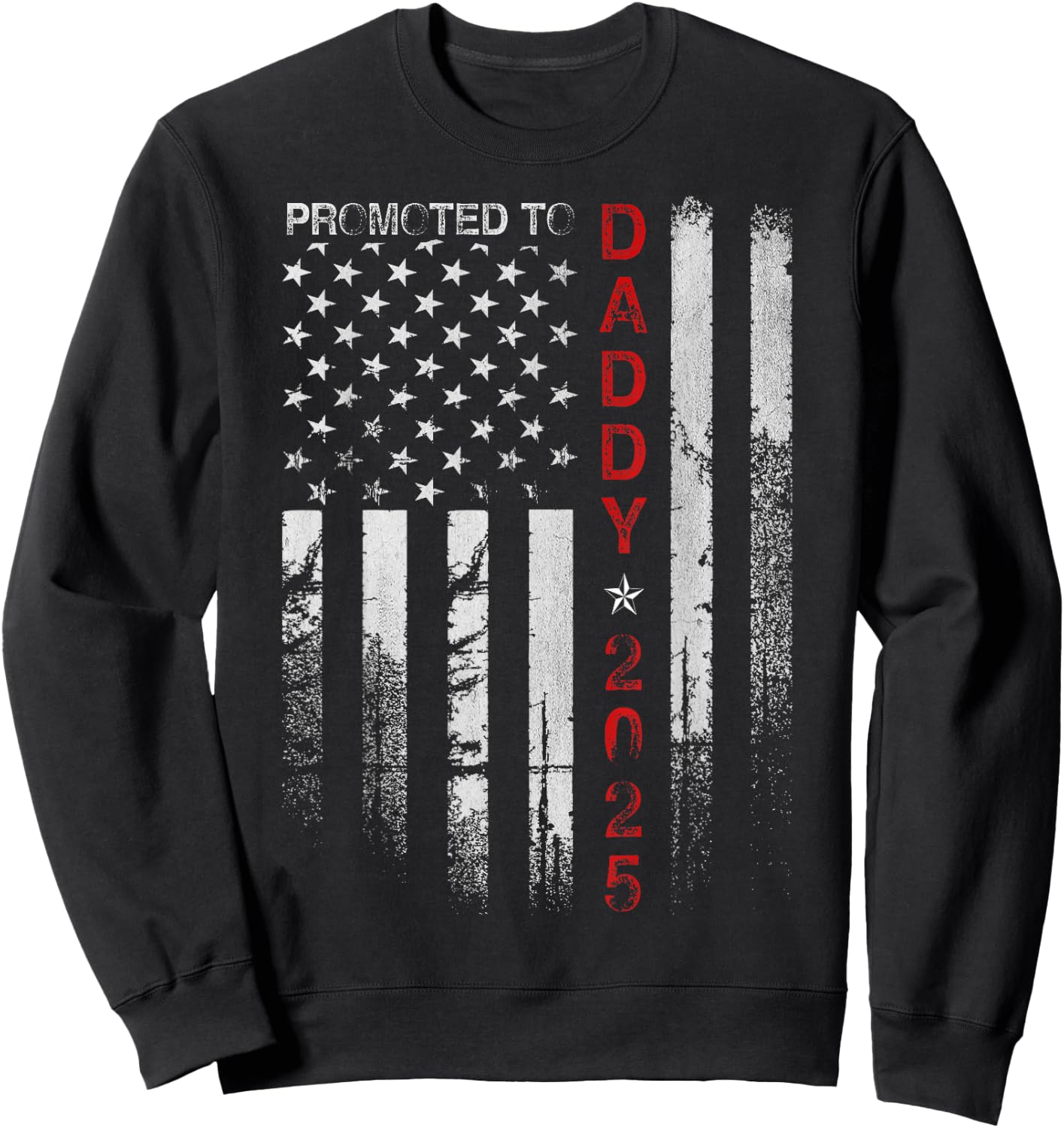 Patriotic Dad Promoted To Daddy Est 2025 New Dad 2025 Men Sweatshirt - Sweatshirt | Black