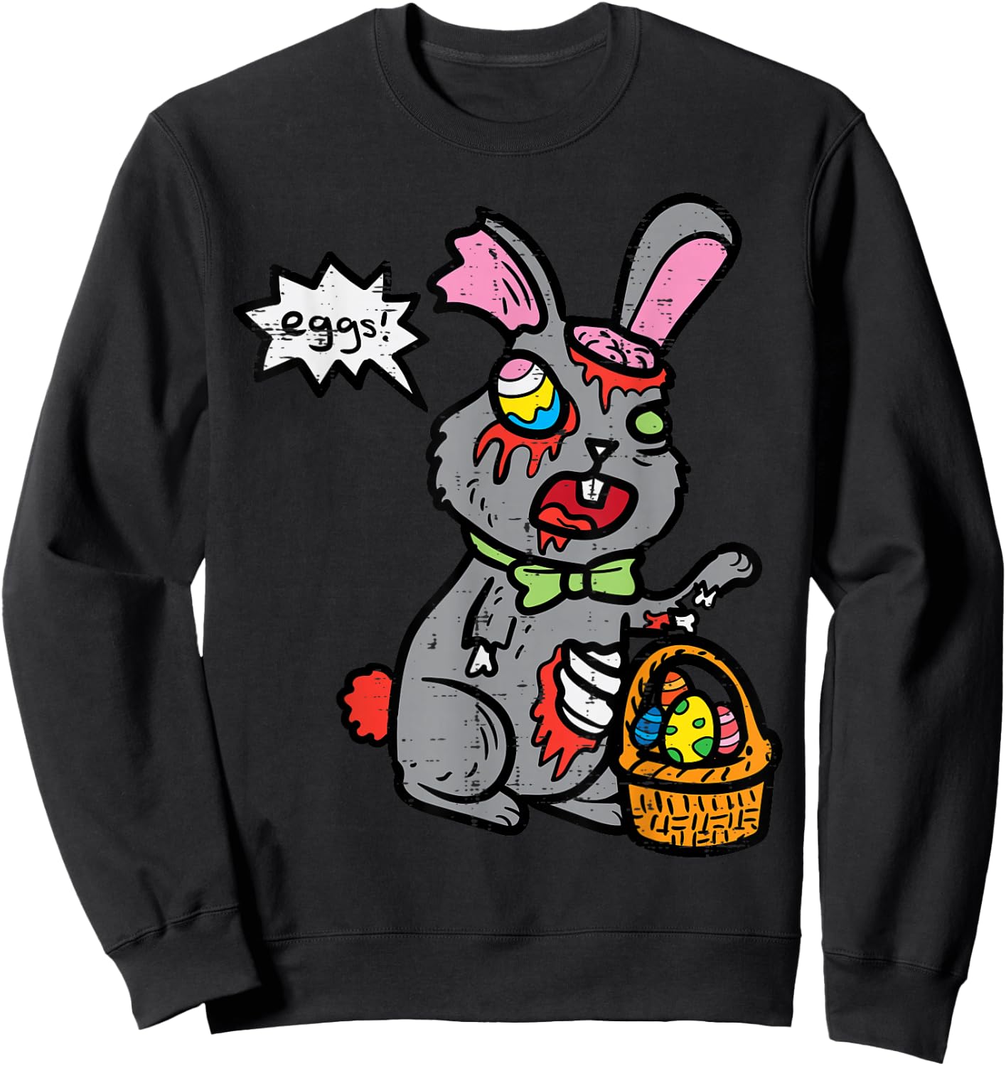 Easter Bunny Zombie Egg Hunting Funny Rabbit Men Women Kids Sweatshirt - Sweatshirt | Black