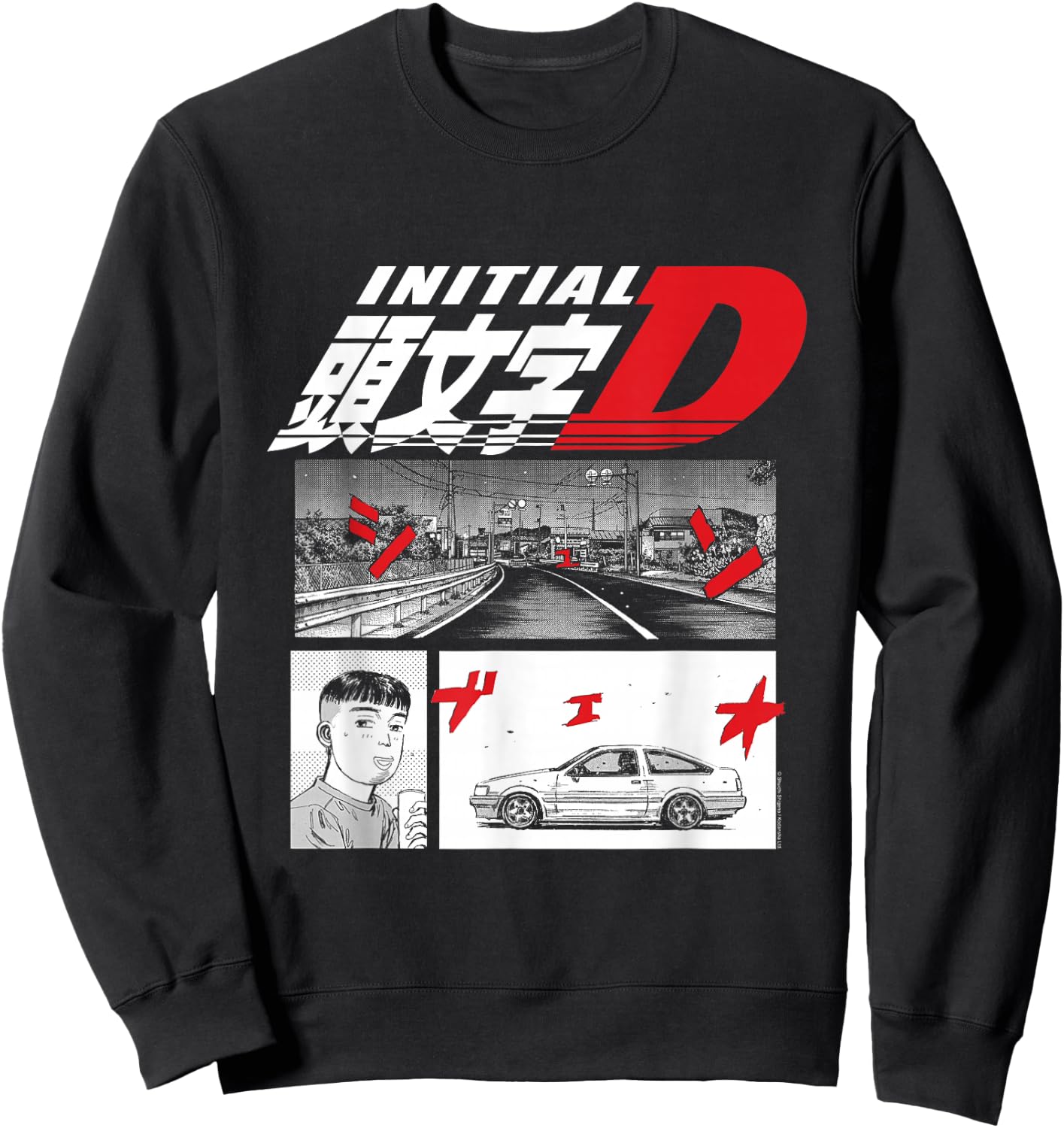 Initial D Manga 3 Panel Manga Sweatshirt - Sweatshirt | Black
