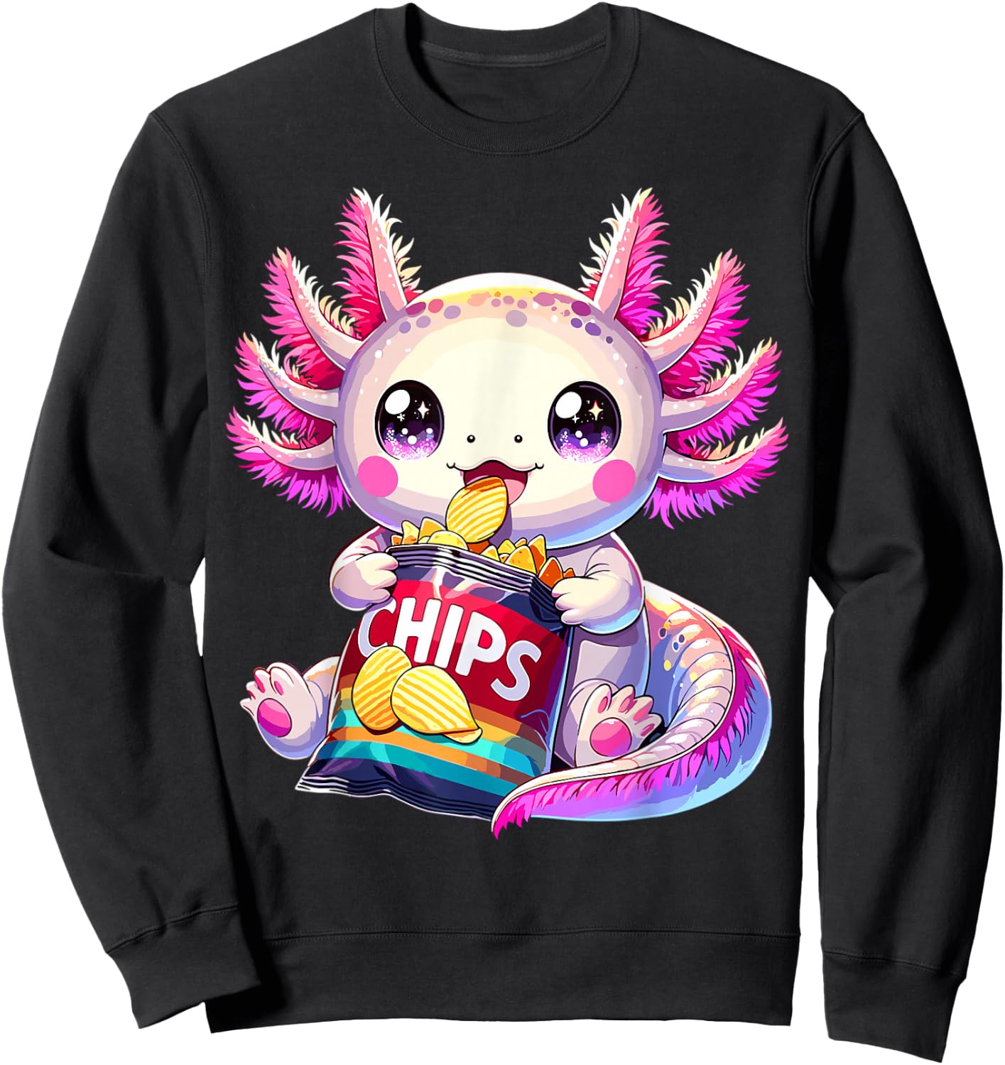 Axolotl Snaxolotl Anime Cute Kawaii Axolotl Sweatshirt - Sweatshirt | Black