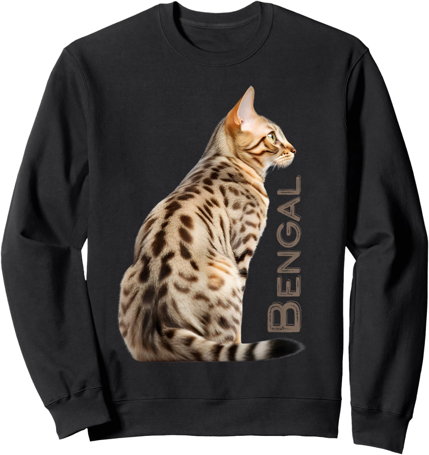 Bengal Breed Cat Dad Leopard Print Spotted Kitty Men Women Sweatshirt - Sweatshirt | Black