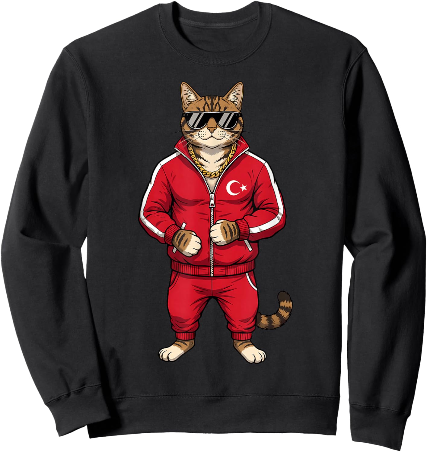 Turkey Roots Cat Turkish Flag Sweatshirt - Sweatshirt | Black