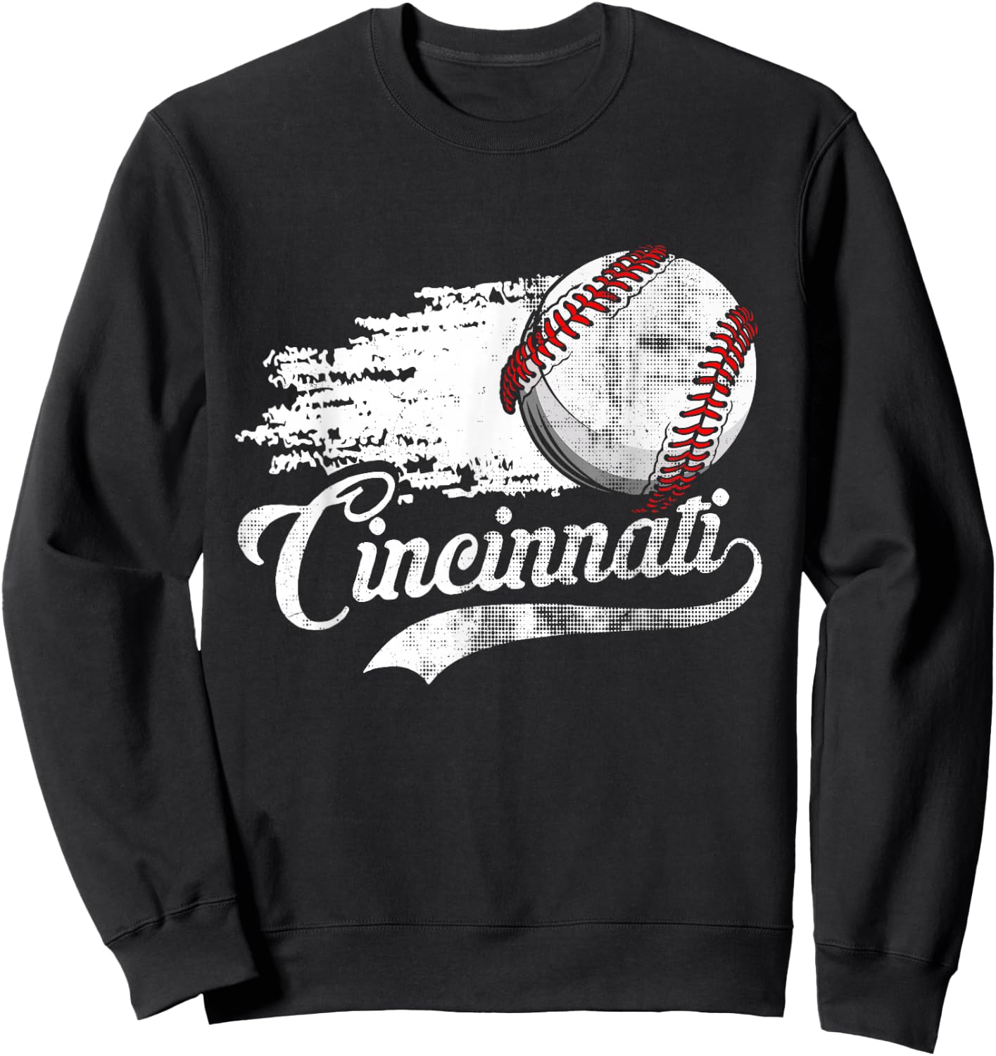 Vintage Cincinnati Funny Baseball Lovers Men Women Sweatshirt - Sweatshirt | Black